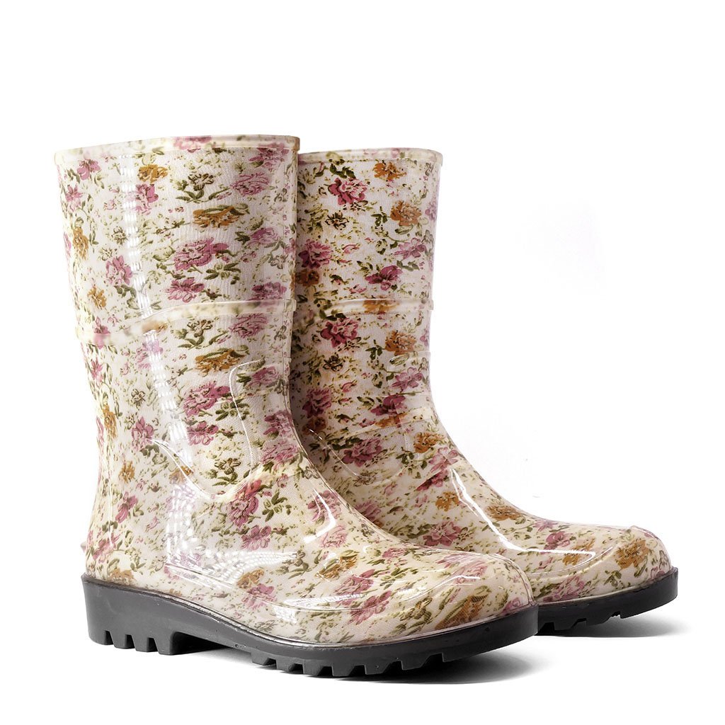 galocha feminina baspan arkuero onc a flores floral rosa mulher chuva impermea vel cano curto 4