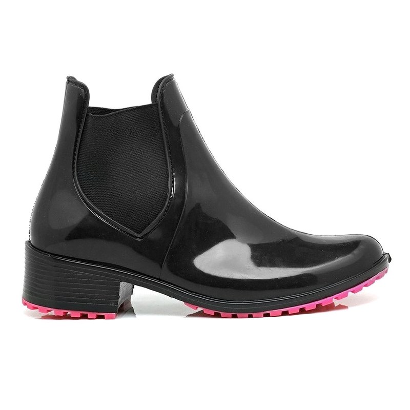 bota cano curto com salto colorido estilo sapato galocha com salto arkuero chuva moda 1