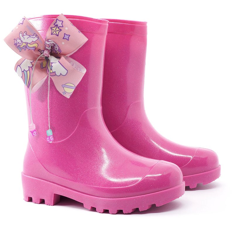 galocha innpro bota botinha infantil pink rosa azul chuva arkuero 1 lac o unicornio colorido