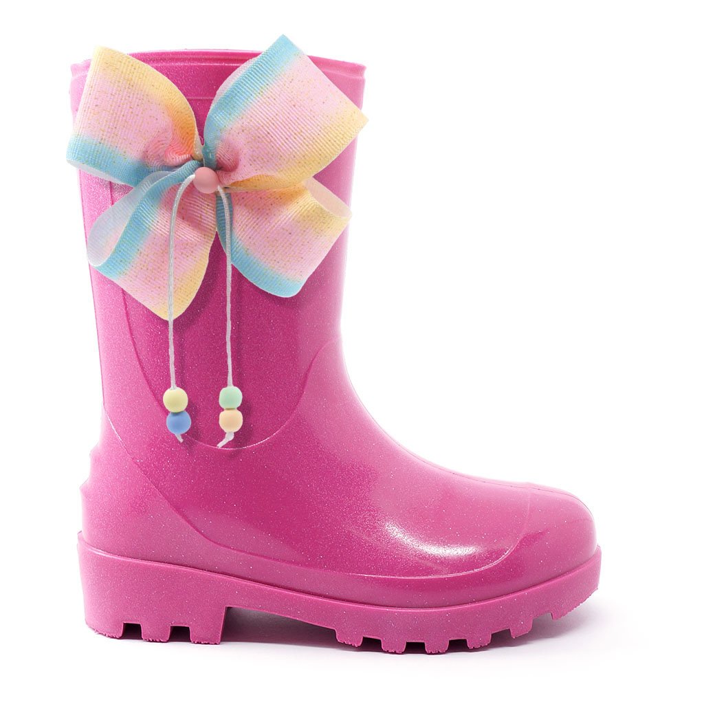 Bota Infantil Rosa Com Laco Candy Galocha Para Menina