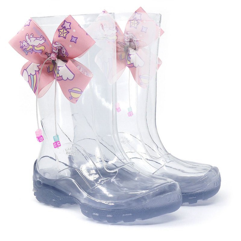 galocha bota transparente infantil meia arkuero kidsplash chuva impermeavel com lac o unicornio colorido copiar